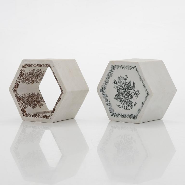 Rut Bryk, Two 1960s 'Hexagon tile' sculptures for Arabia, Finland.