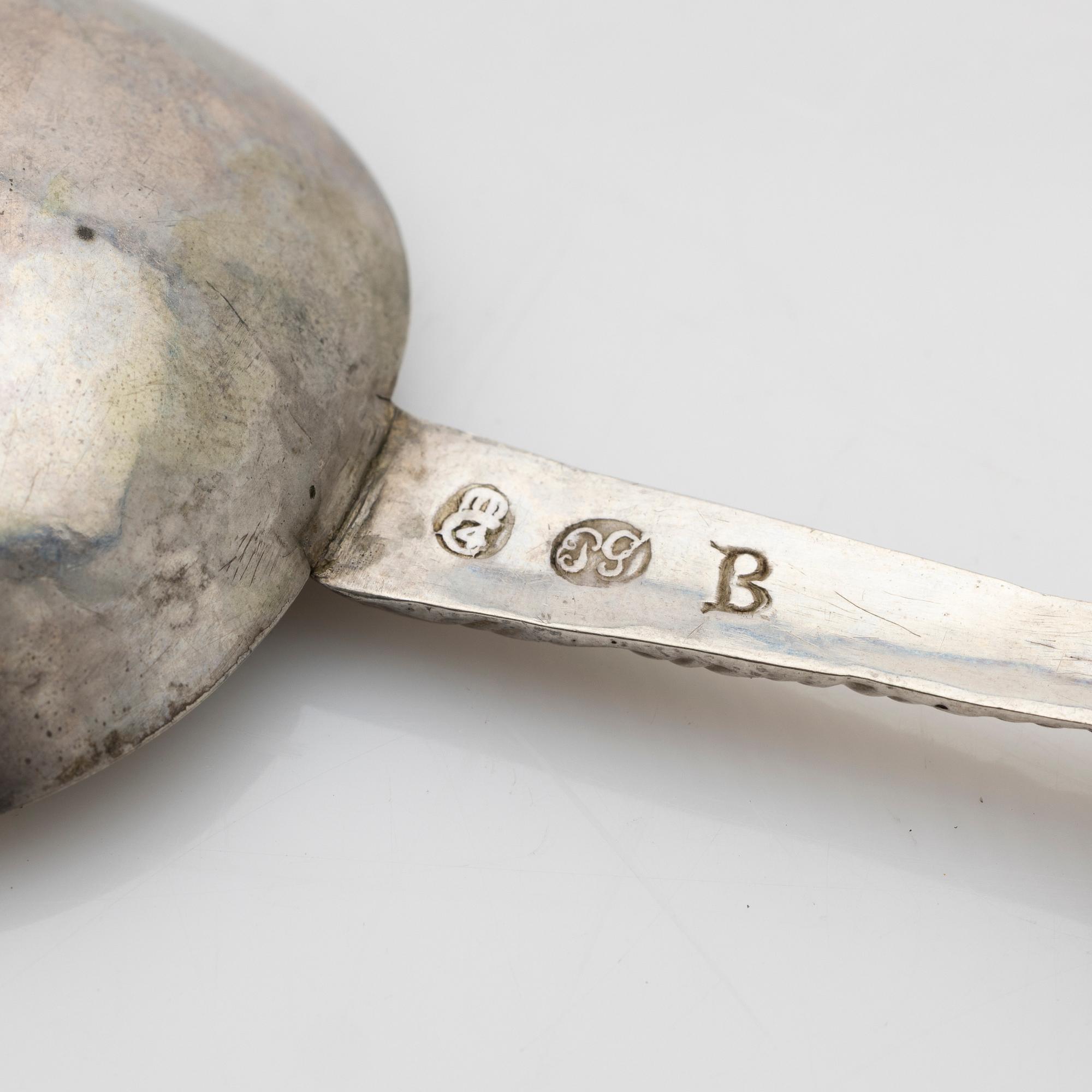 Soup spoon, silver, Peter Gadd (active 1750–1764), Kristianstad.