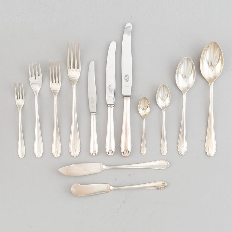 A German silver cutlery service, with Swedish import marks, (148 pieces).