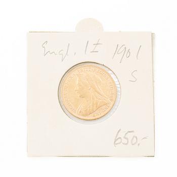 Gold coin, Great Britain, Victoria, 1 Sovereign, 1901.