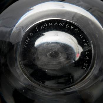 TIMO SARPANEVA, Two Glass Sculptures, "Sydän" (Heart), for Iittala, both signed.