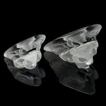 a pair of glass sculptures by Mats Jonasson, late 20th century.