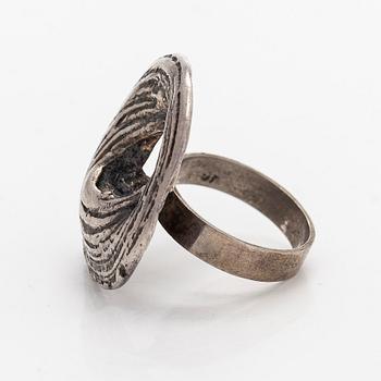 Helky Juvonen, armband och ring, silver, 1970-tal.
