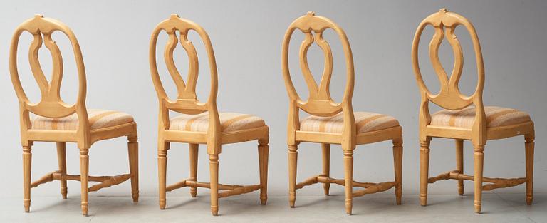 Eight matched Gustavian 18th century chairs.