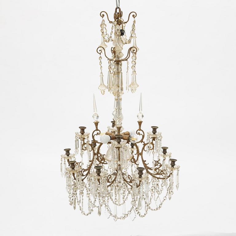 An 18-light chandelier, later part of the 19th Century.