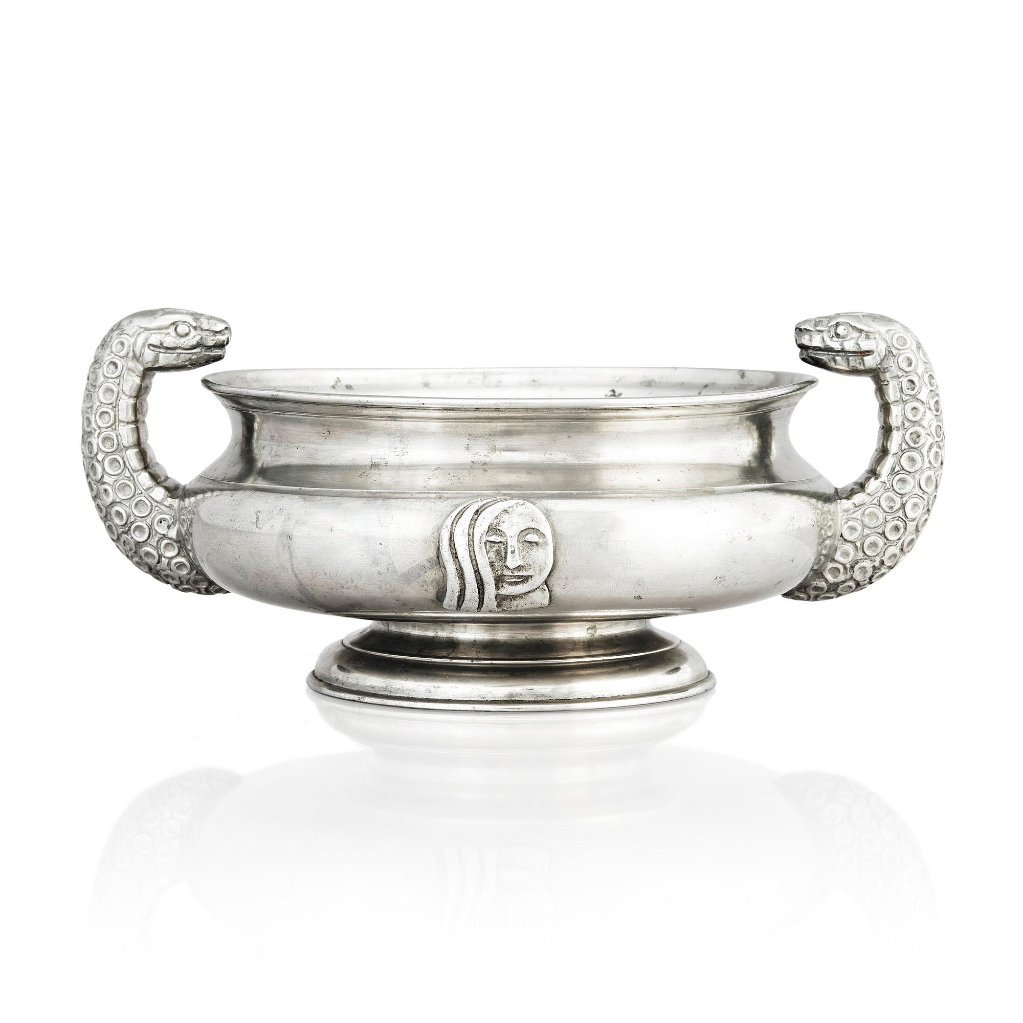 Anna Petrus, & Estrid Ericson, a pewter bowl with handles, Svenskt Tenn, Stockholm 1927.