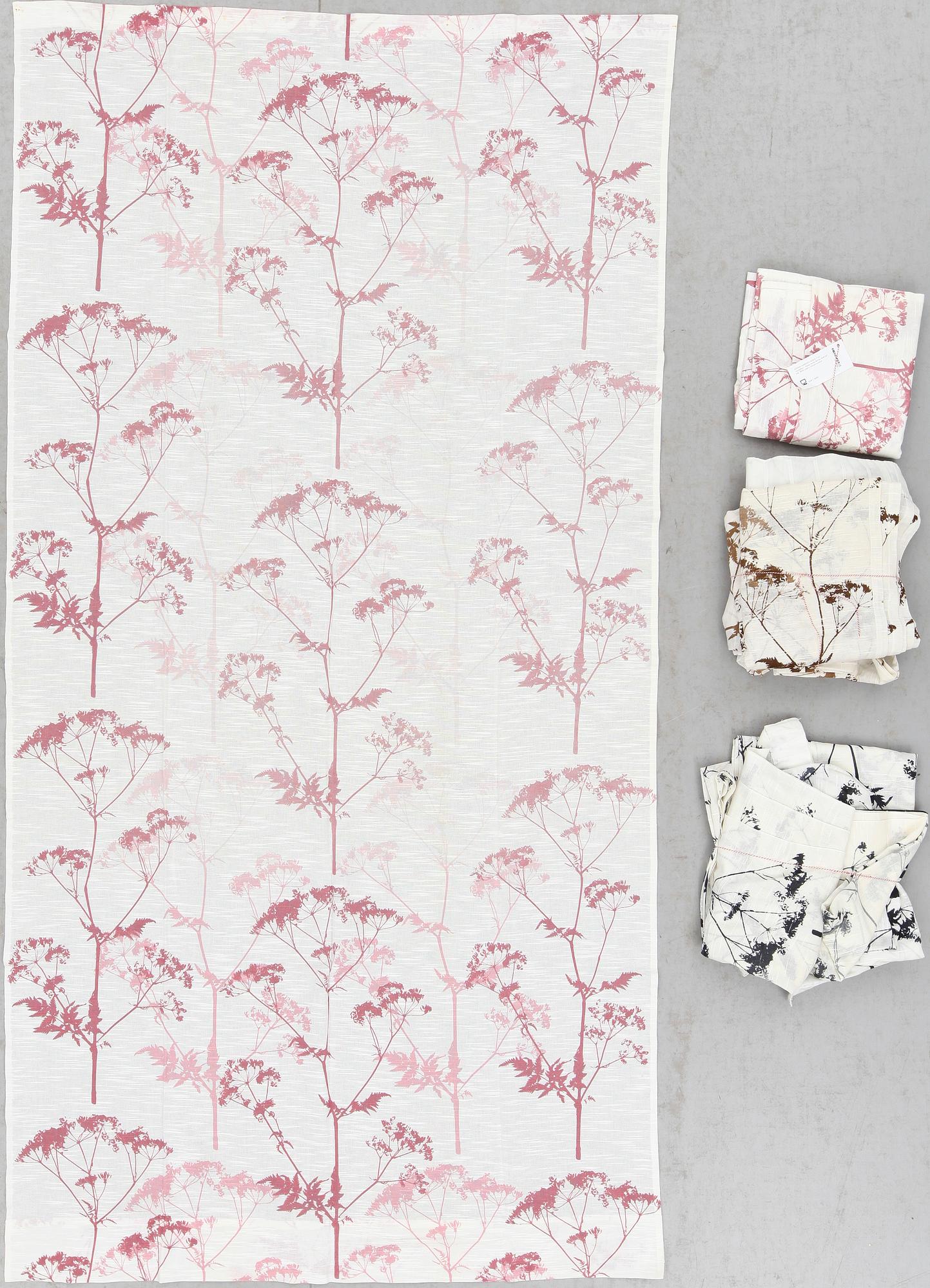 GARDINVÅDER, 7 st, "Hundkex", Maija Isola, Borås Wäfveri AB. 1900-talets tredje kvartal.