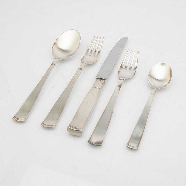 A Sweish 20th century set of 30 pcs of sivler cutlery "Rosenholm" mark of Gense Eskilstuna 1999 total weight 1620 grams.