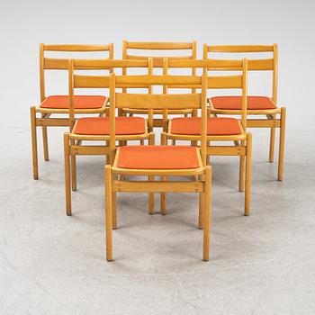 Vidar Malmsten, a set of six 'Kaj' chairs, later part of the 20th Century.