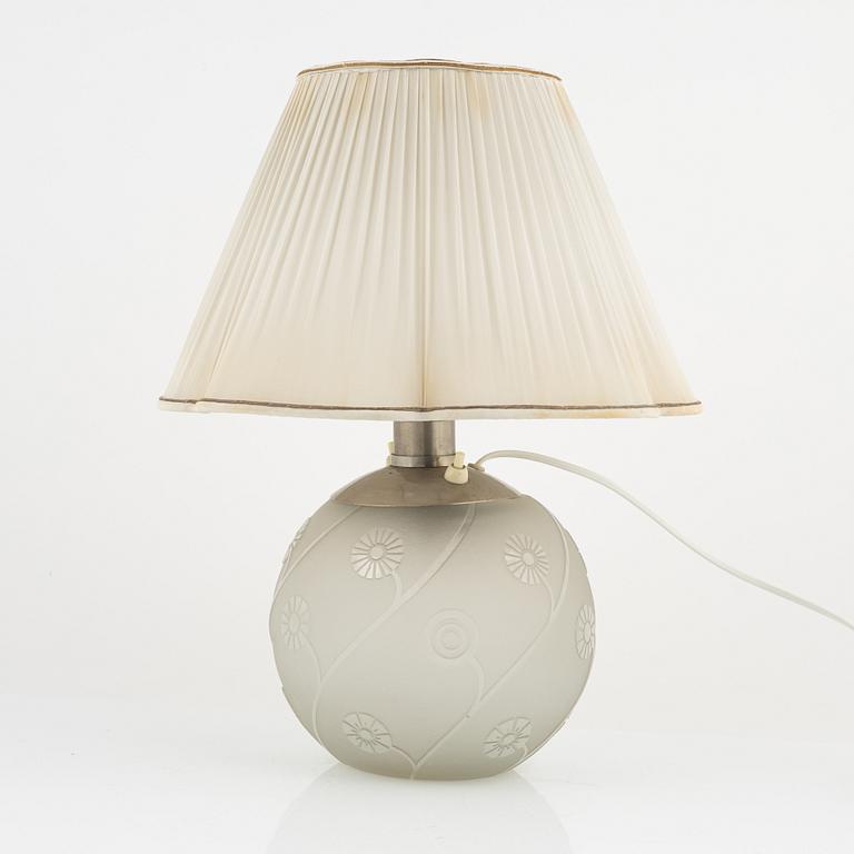 A 1930's/40's glass table lamp.