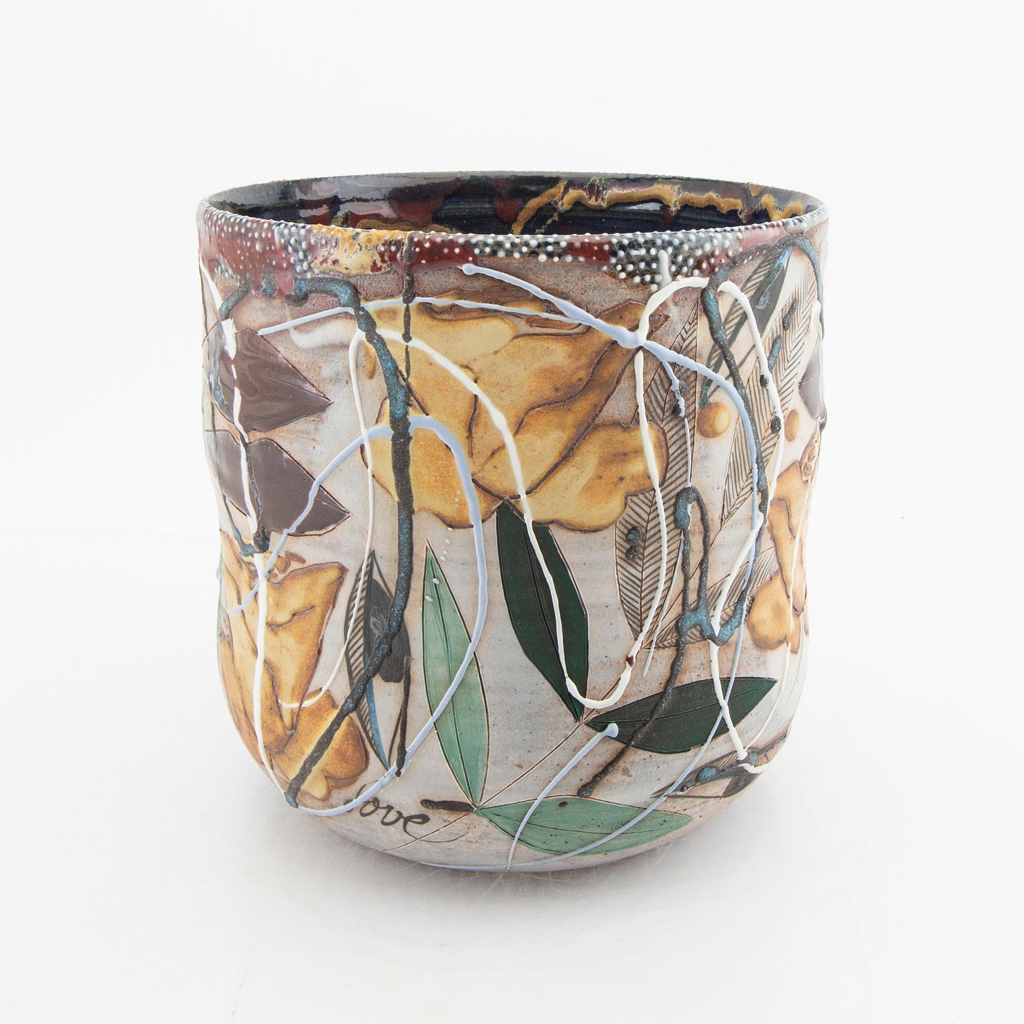 Eva Bengtsson, a signed vase/bowl "Yes please" own workshop.