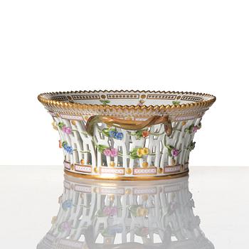 A Royal Copenhagen 'Flora Danica' Chesnut basket with stand, Denmark, 20th Century.