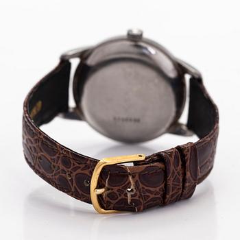 Zenith, Sporto, Oversize, rannekello, 37 mm, teräs, manuaalinen, pleksilasi, 1950-luku.