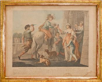 FÄRGGRAVYRER, 2 st. 1800-tal.