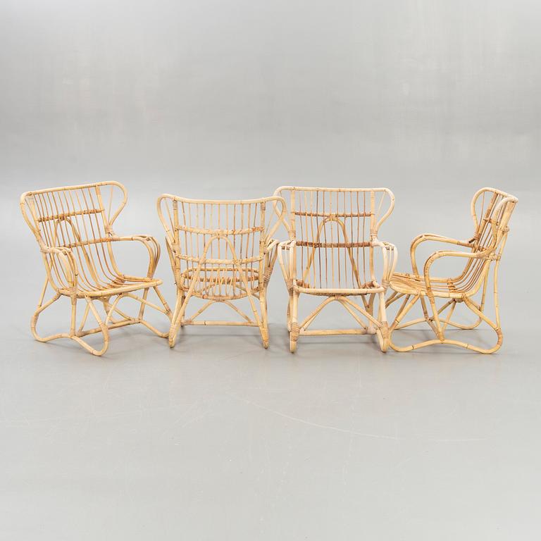 Garden group, 4 armchairs, table, second half of the 20th century.