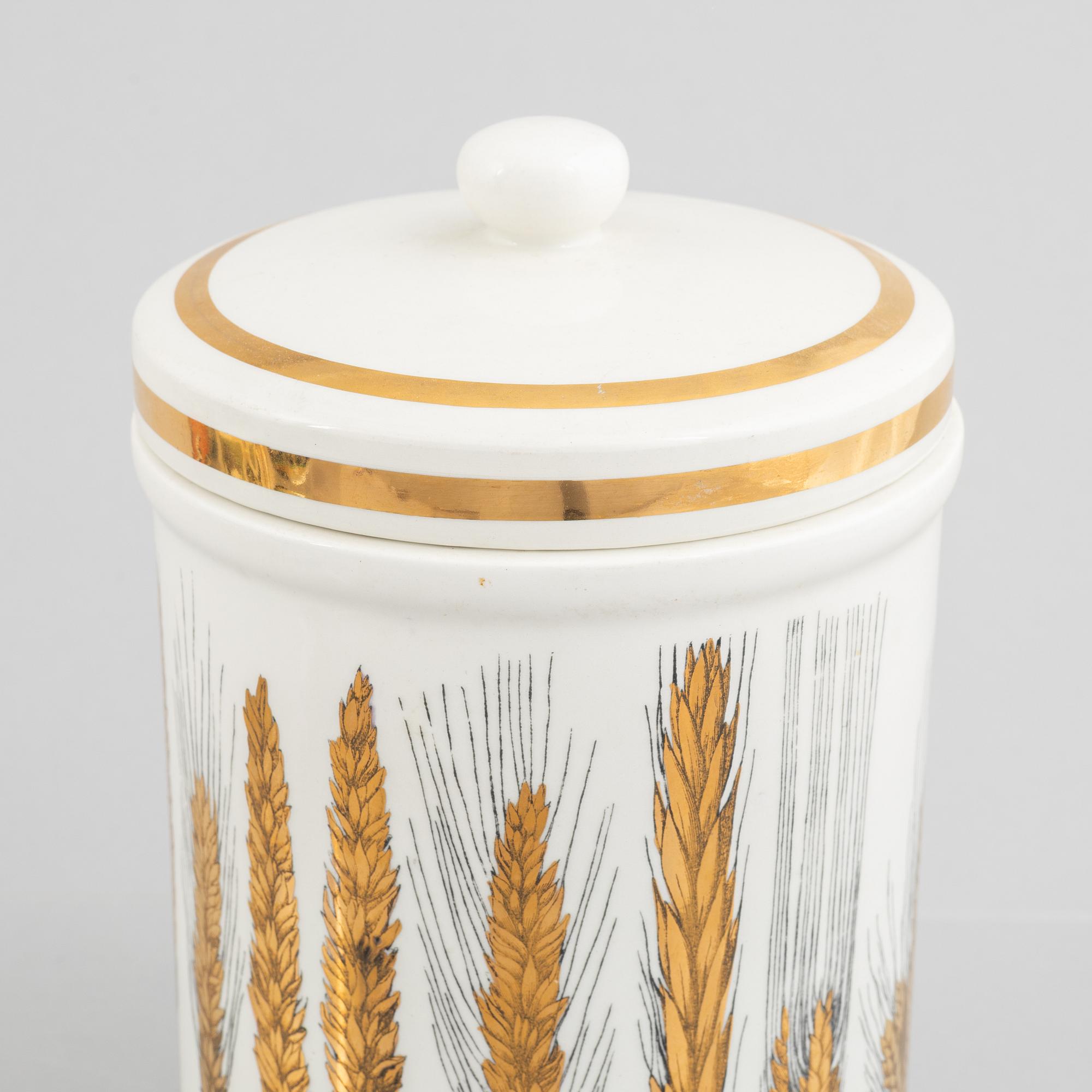 Piero Fornasetti, burk med lock, flintgods, Milano, Italien.
