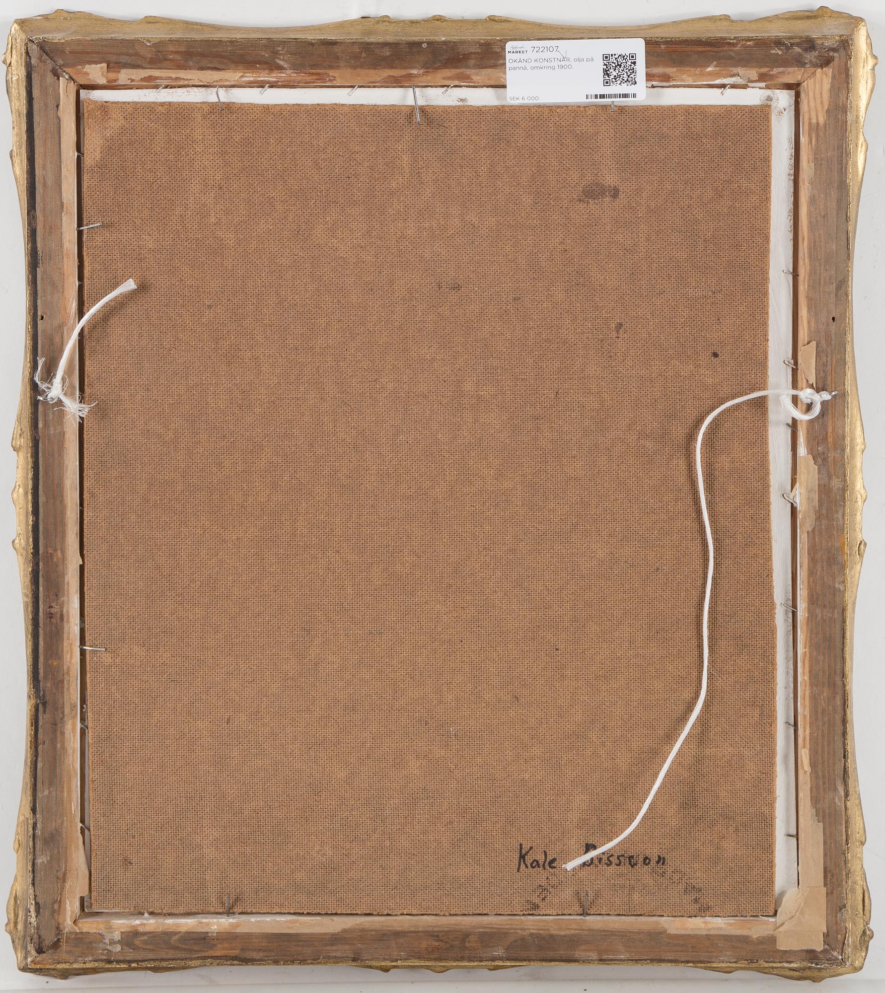 OKÄND KONSTNÄR, olja på duk, omkring 1900, ej signerad.