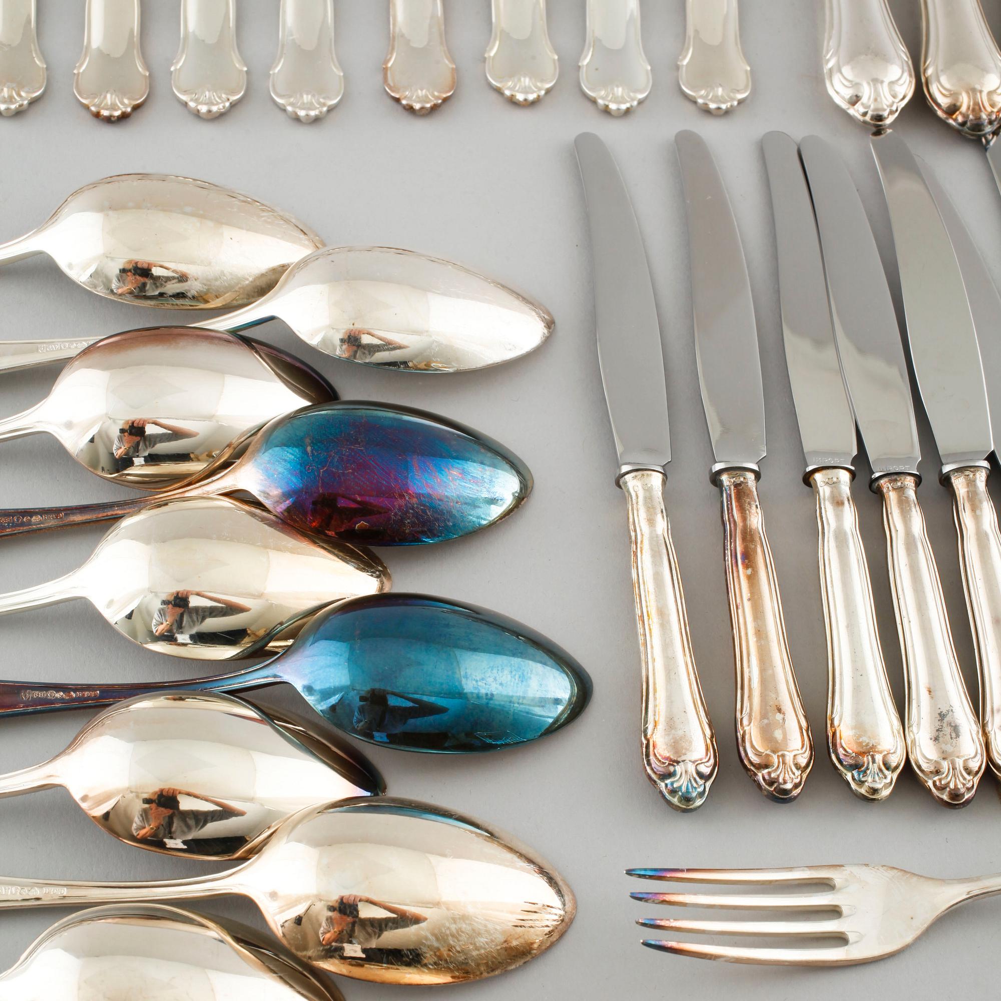 72 silver cutlery by C.G Hallberg, Stockholm, 20th century.