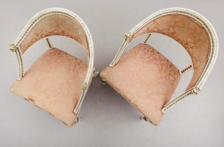 BALJFÅTÖLJER, 1 par, sengustaviansk stil, 1900-talets början.
