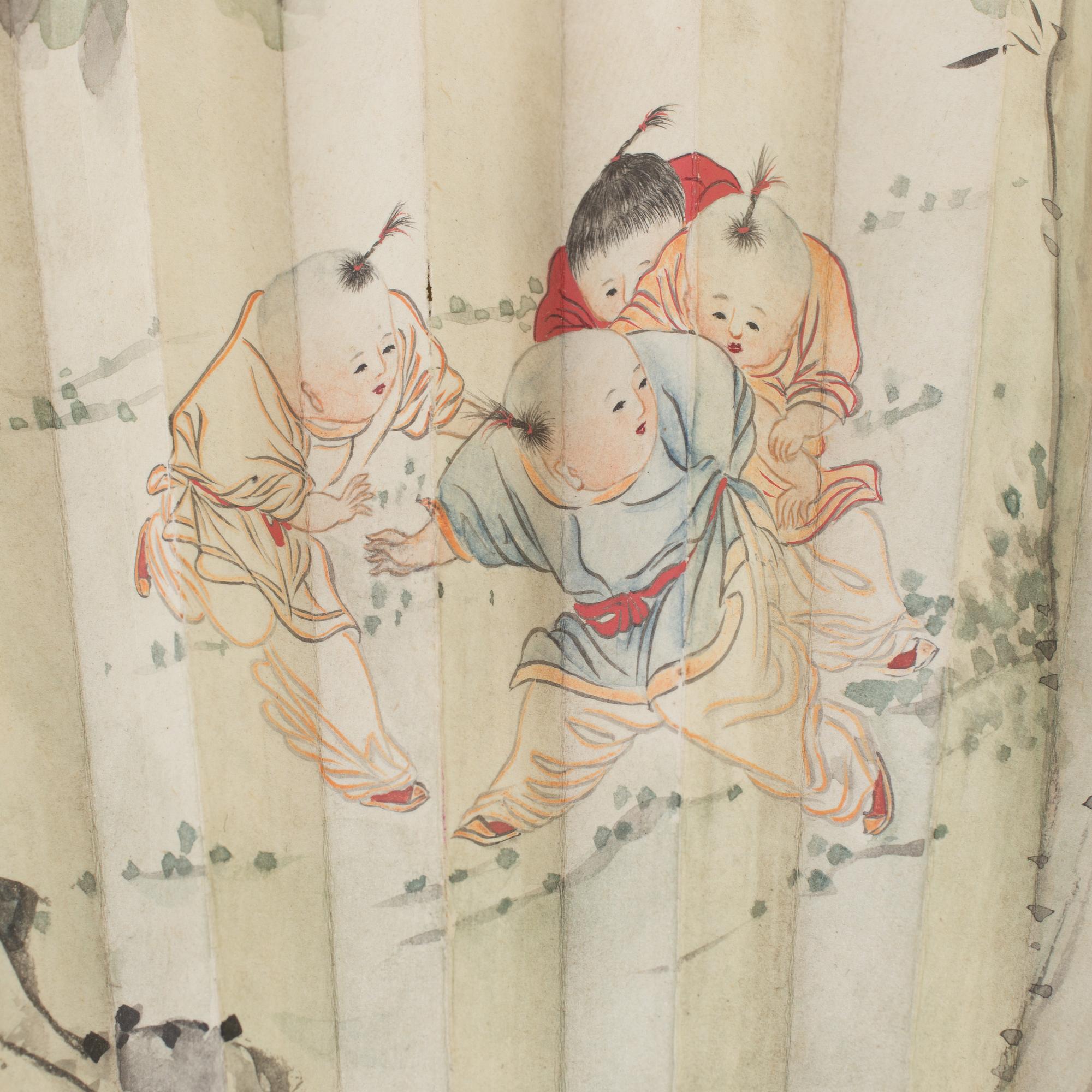 A fan leaf painting by Wu Shidan, signed and dated 1942.