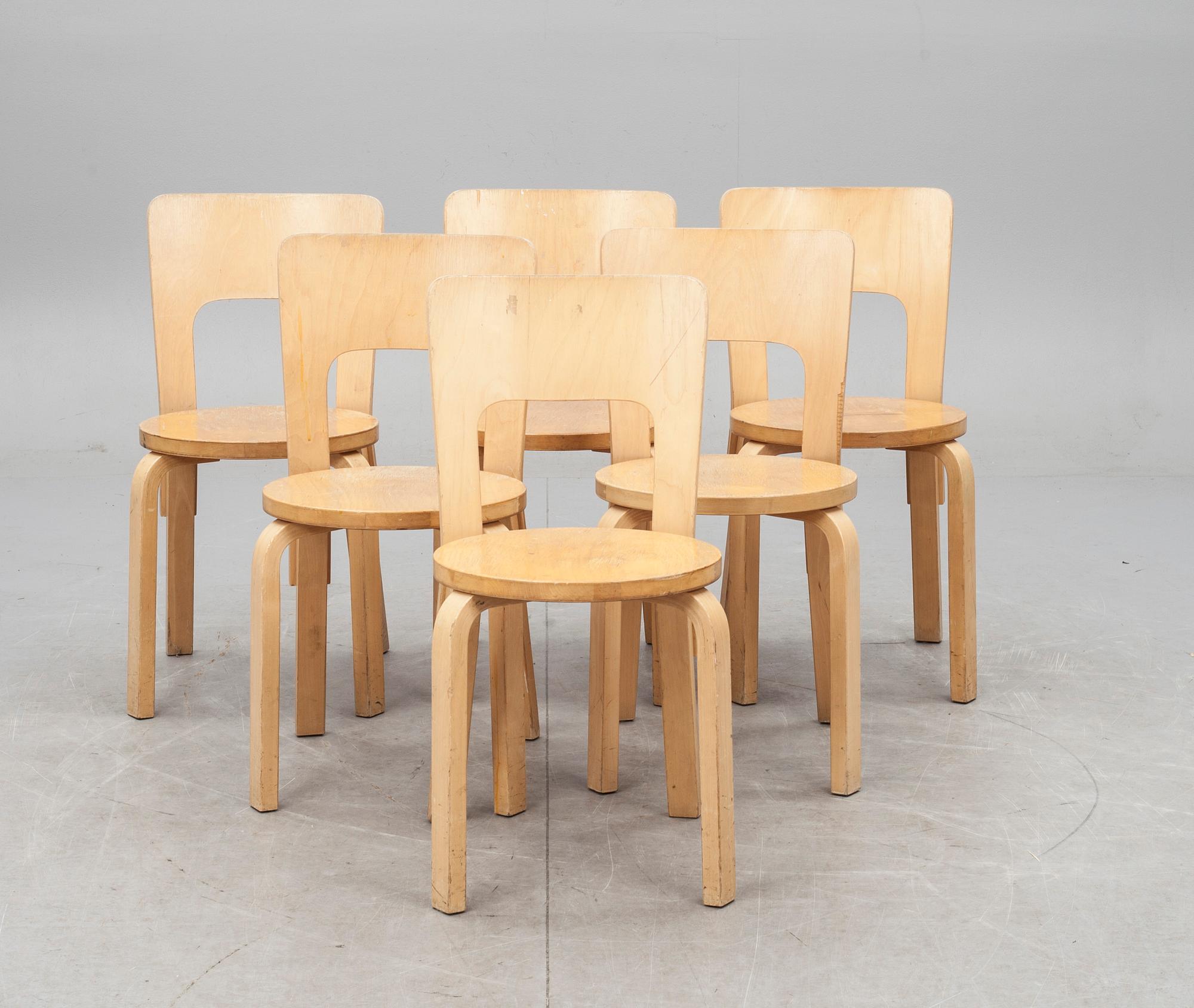 STOLAR, 6 st, modell 66, Alvar Aalto.