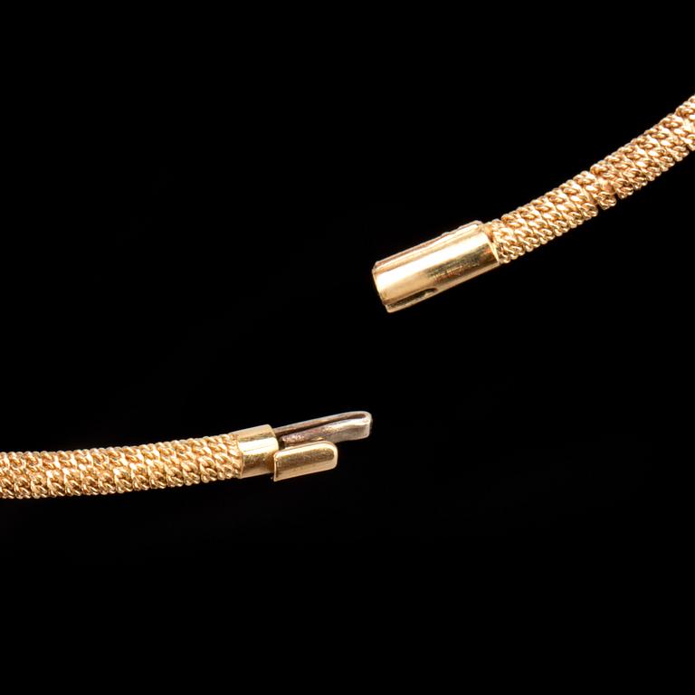 HALSRING, 18k guld med pärlor. Vikt ca 22g.