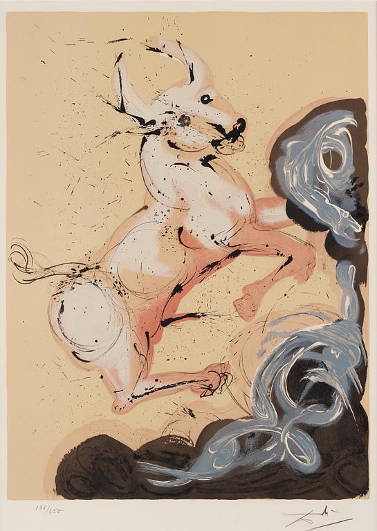 SALVADOR DALÍ, lithograph in color, signed and numbered 136/250.