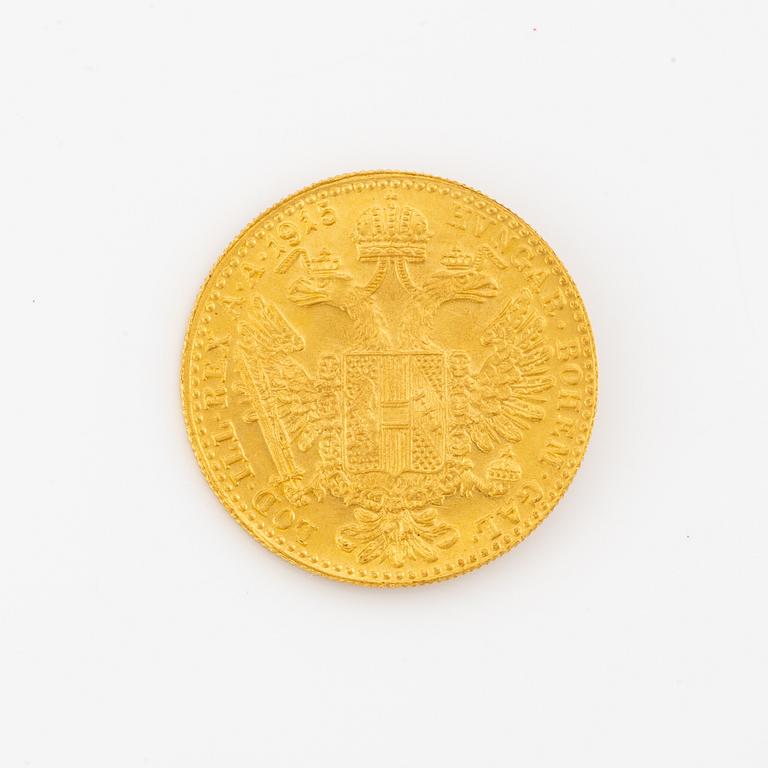 Gold coin, Austria-Hungary, 1 Ducat, 1915.