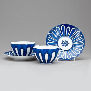 HERMÈS, a pair of teacups, "Bleus d'Ailleurs".