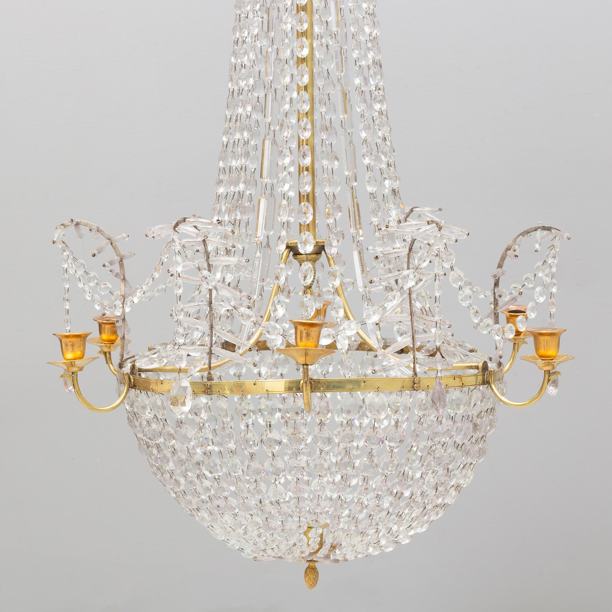 A late Gustavian style chandelier, 19th Century.