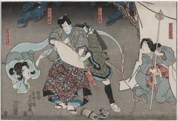 1290. Utagawa Kunisada Kochoro Toyokuni III, Figurscen med spöke.