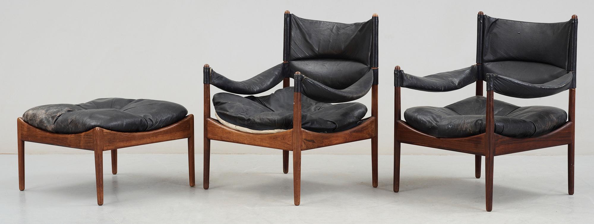 FÅTÖLJER OCH FOTPALL, ett par + 1, "Modus", Christian Vedel, Danmark, Sören Willadsen Möbelfabrik, 1960-tal.