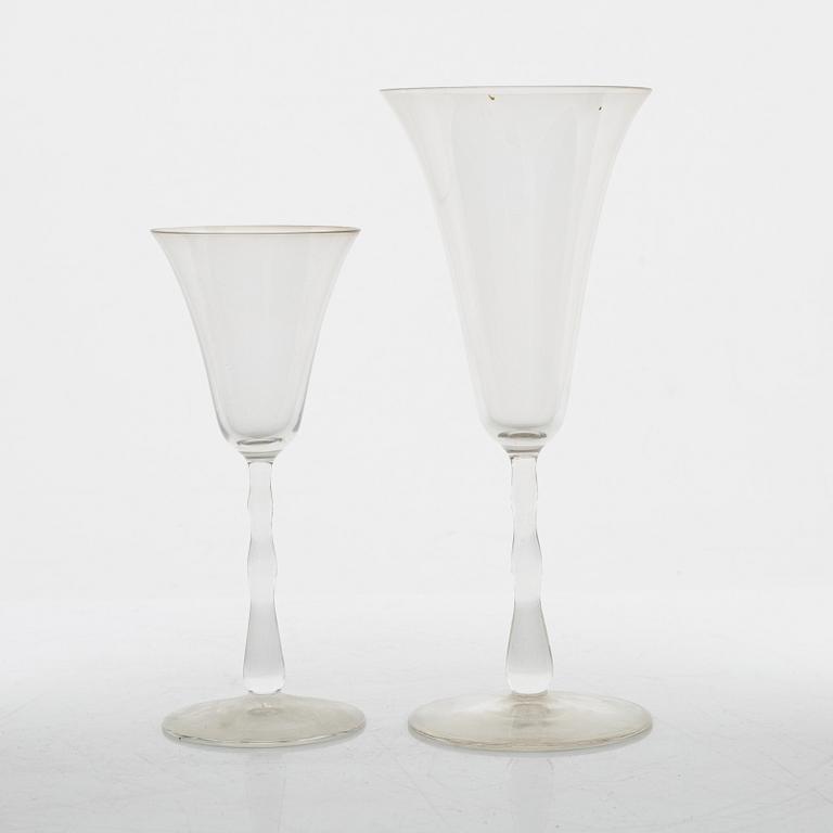 Simon Gate, a set of 36 'Stork' glasses, Orreford Sandvik, Sweden, first half of the 20th century.