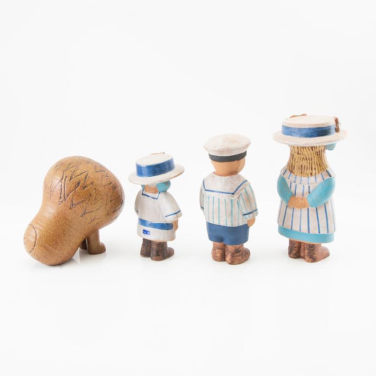 Lisa Larson, figurines 4 pcs Gustavsberg glazed stoneware.