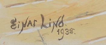 EINAR LIND, akvarell, sign och dat 1938.