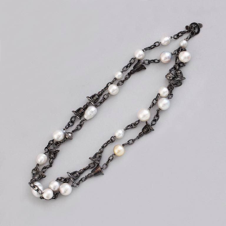COLLIER, silver, south sea-pärlor.