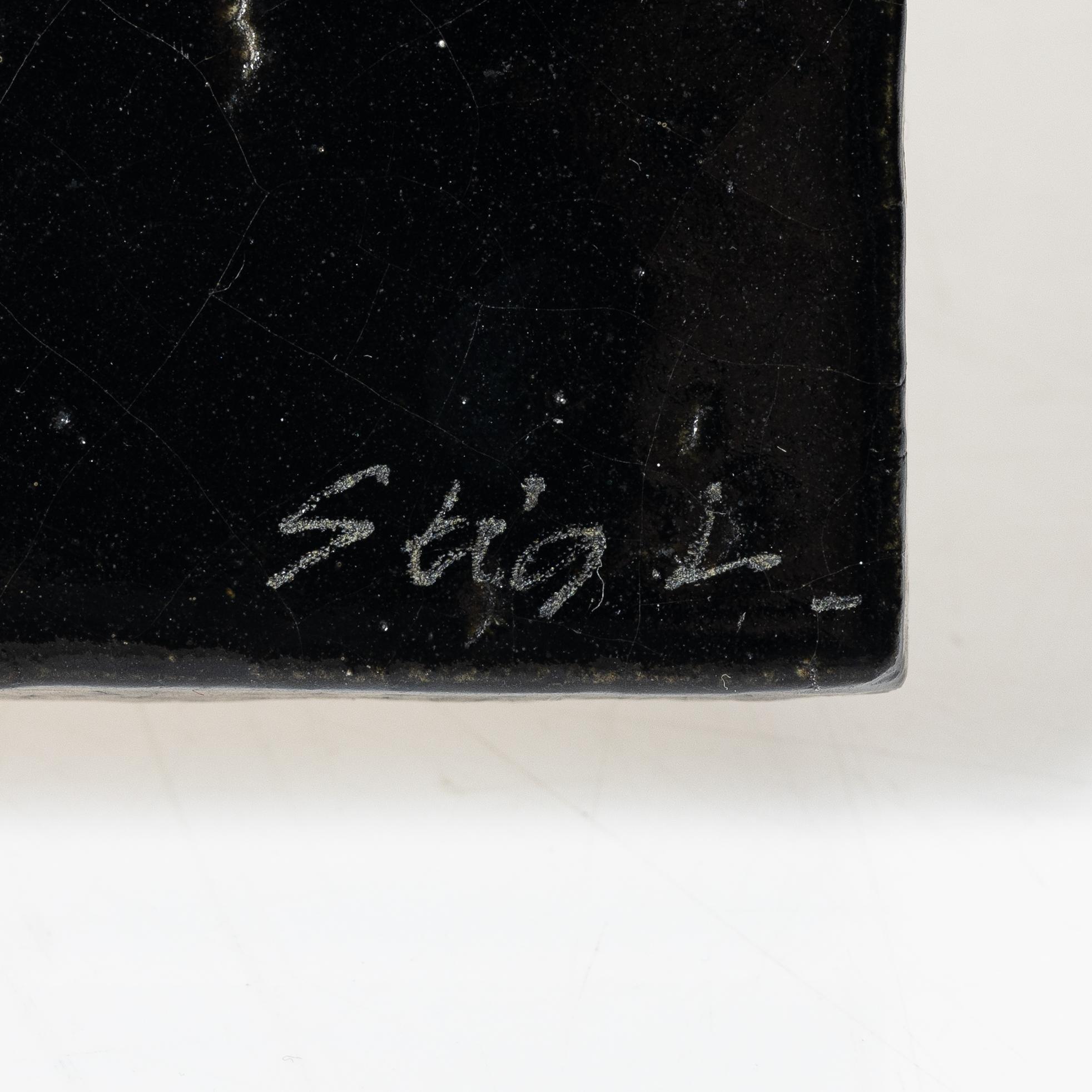 Stig Lindberg, a glazed stoneware plaque, Gustavsberg Studio 1950s-60s.