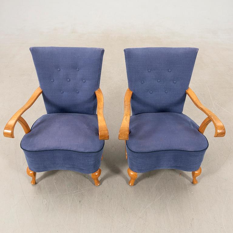 Armchairs a pair Swedish Modern 1940s.