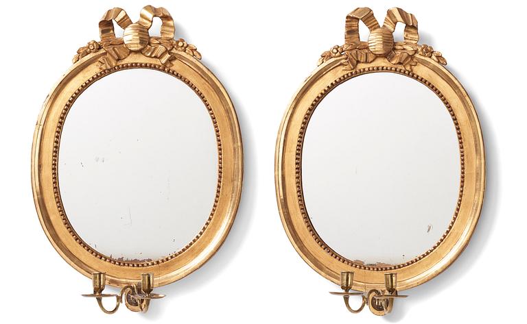 A pair of Gustavian girandole mirrors by J Åkerblad (master in Stockholm 1756-1799).