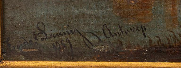 EGIDE LINNIG, olja på duk, signerad Antwerp 1859.
