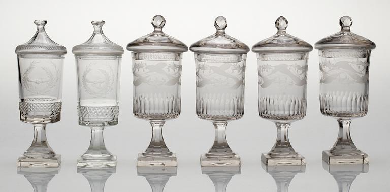 GLAS med LOCK, sex stycken. 1800-tal.