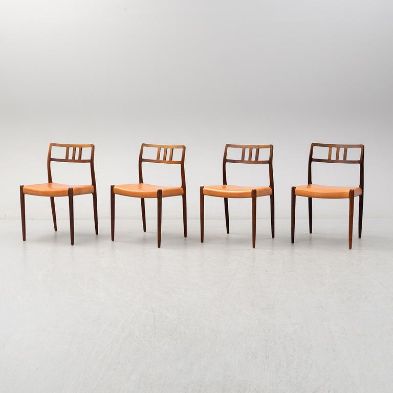 NIELS O. MØLLER, stolar, 4 st, J.L. Møller Models, Danmark, 1960-tal.