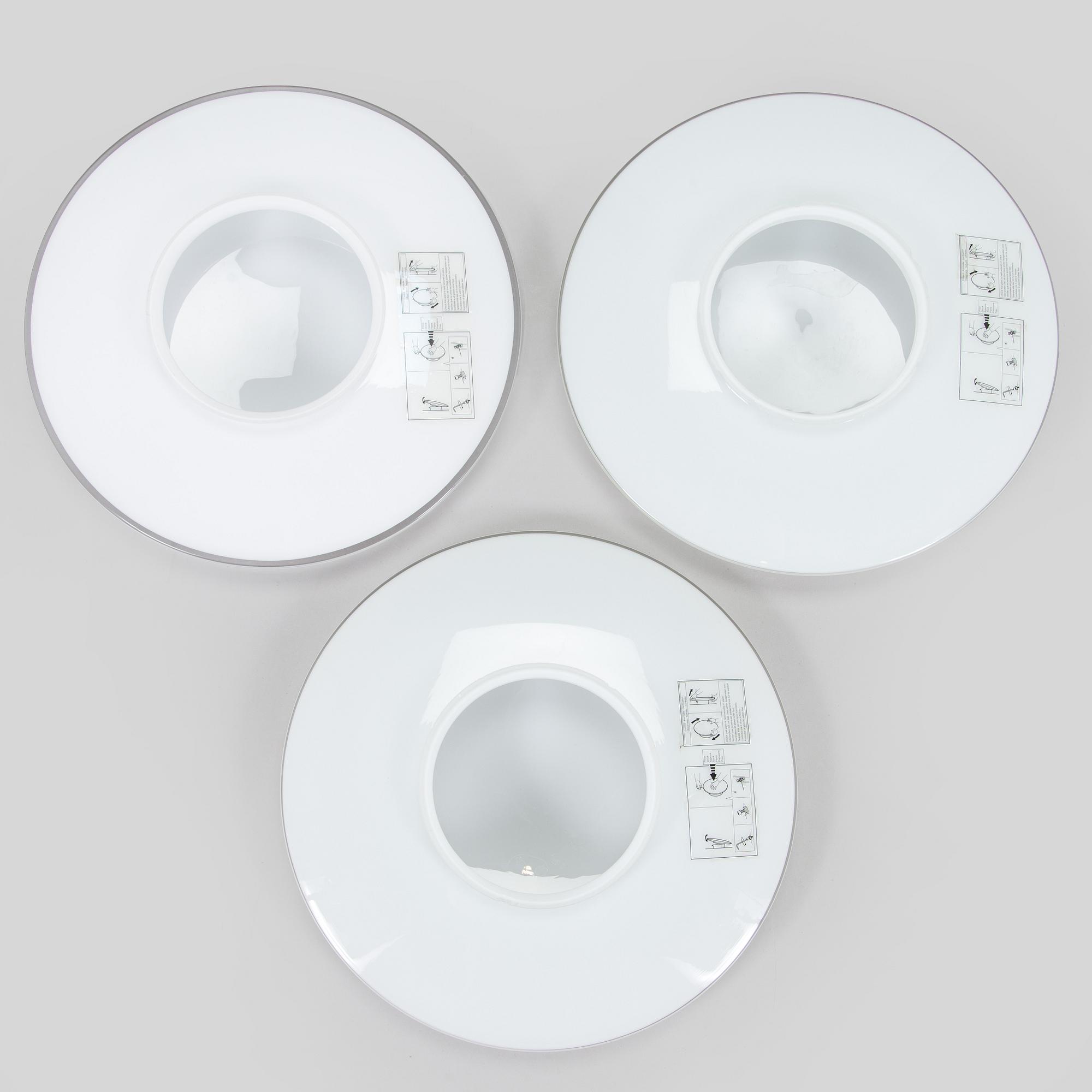 Arne Jacobsen, set of three ceiling lamps/wall lamps, "AJ-Eklipta", Louis Poulsen, Denmark.