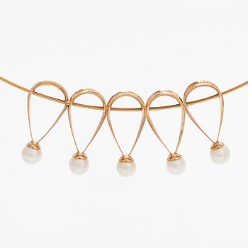 Elis Kauppi, A 14K gold necklace with cultured pearls. Kupittaan kulta, Turku.