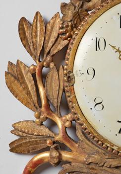Wall clock, late Gustavian, Sven Peter Hörning (1750-1808, watchmaker in Stockholm, took over Petter Ernst's clock factory in 1785).