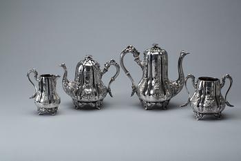 KAFFESERVIS, 4 delar, nysilver, 1900-tal.