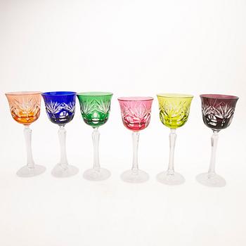 21 Bohemian-type glasses, 20th century.