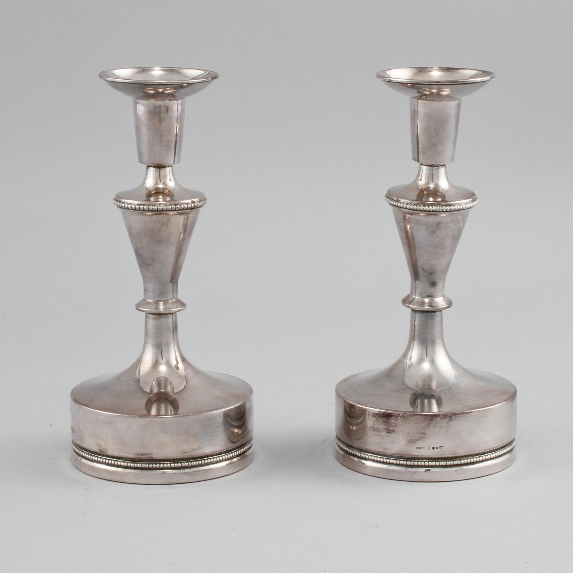 LJUSSTAKAR, ett par, silver, MGAB, Uppsala, 1968.