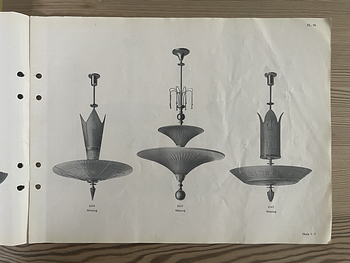 Harald Notini, a model '6658' glass and brass ceiling light, Arvid Böhlmarks Lampfabrik, 1930's.