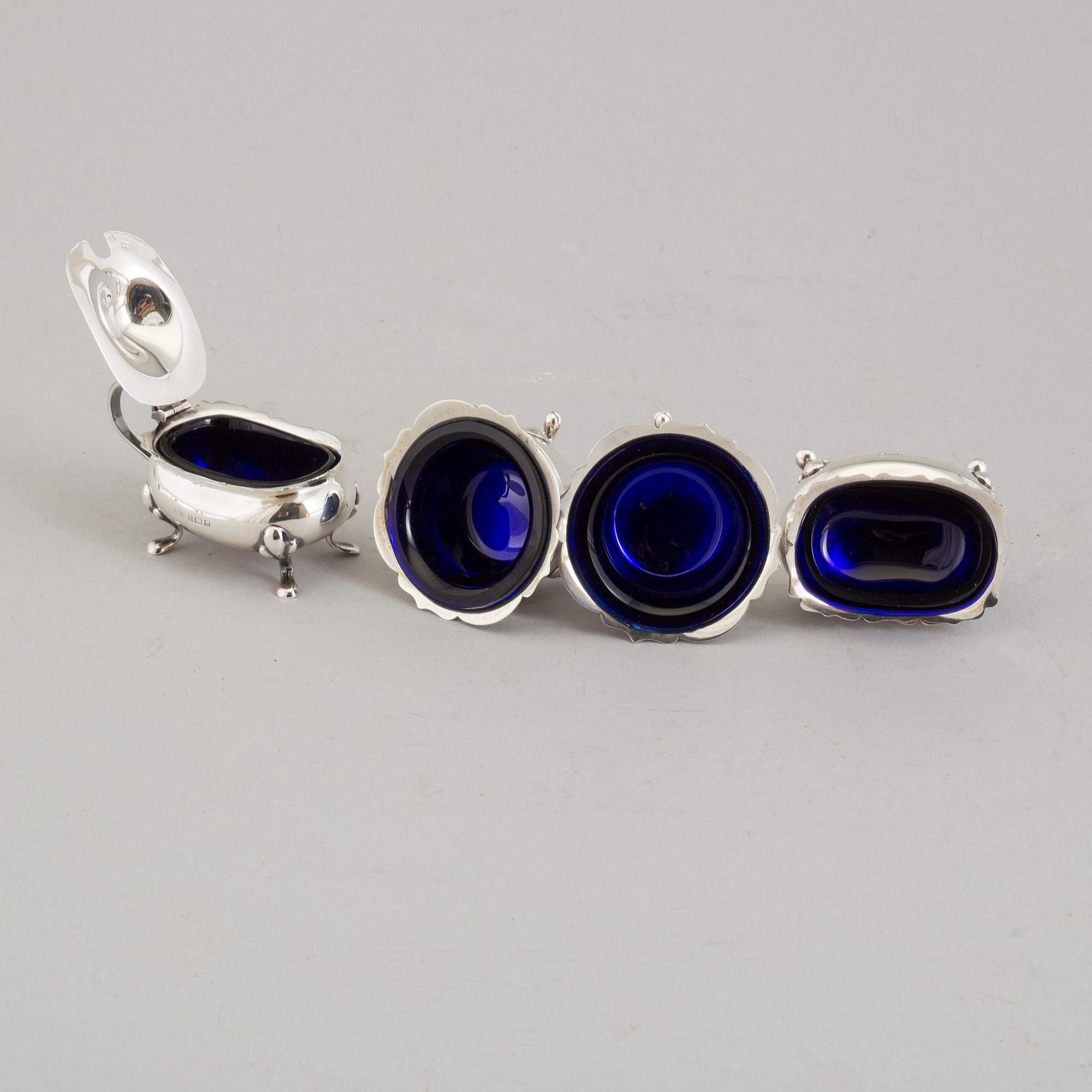KRYDDSET, 4 delar, silver, Birmingham, England, 1919-51.
